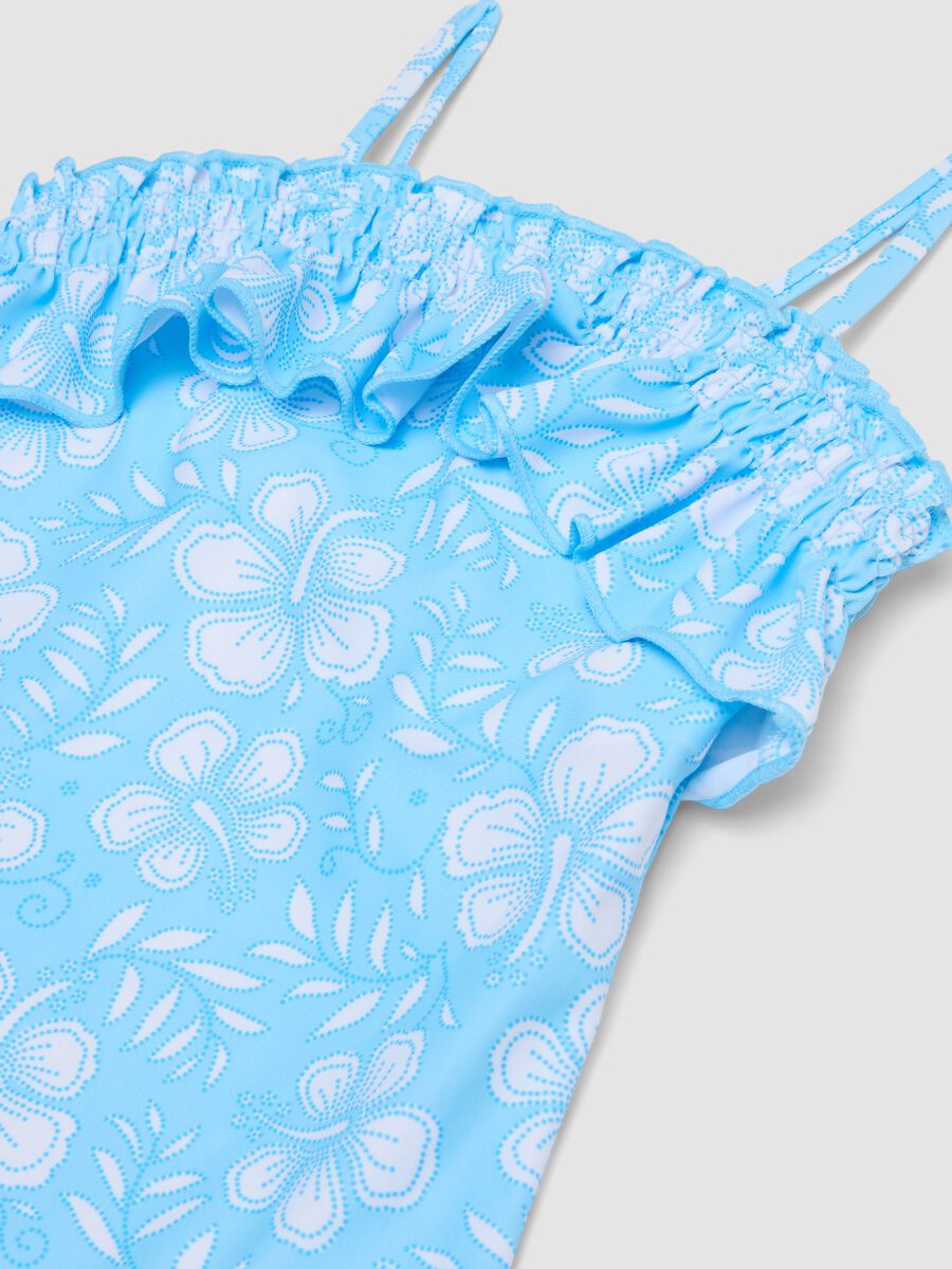 Light blue girls&rsquo; swimsuit with frills_2