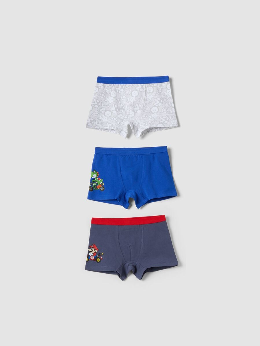 Tripack di boxer midi in cotone organico elasticizzato con stampa Mario Kart_0