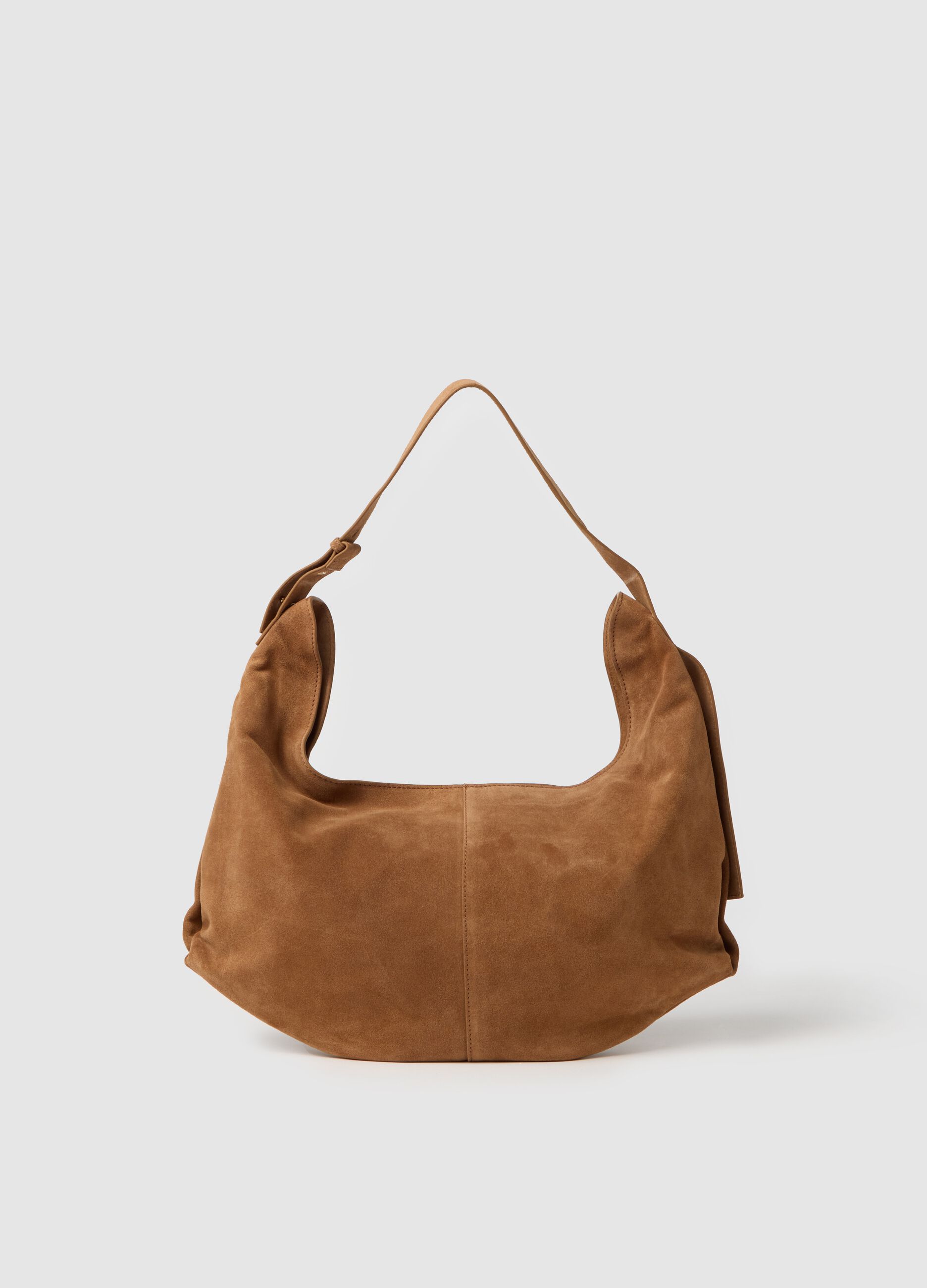 Contemporary brown hobo bag in suede