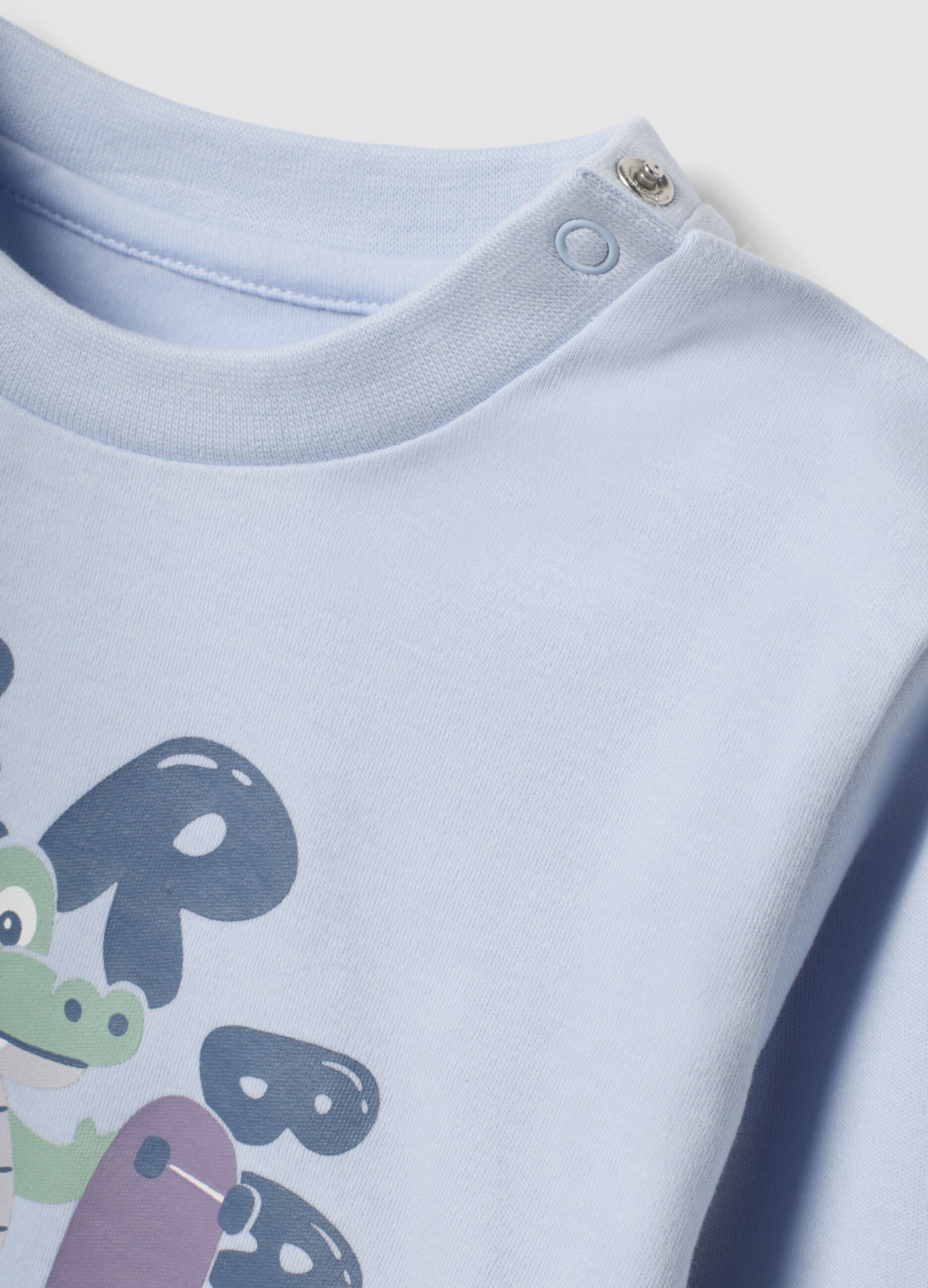 Light blue organic cotton printed baby pyjamas