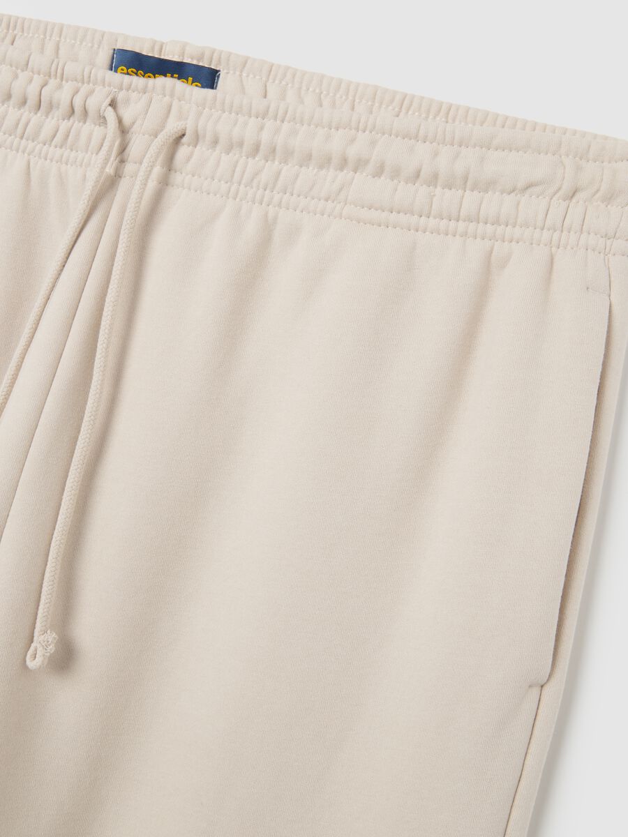 Beige cotton blend trousers regular fit_5