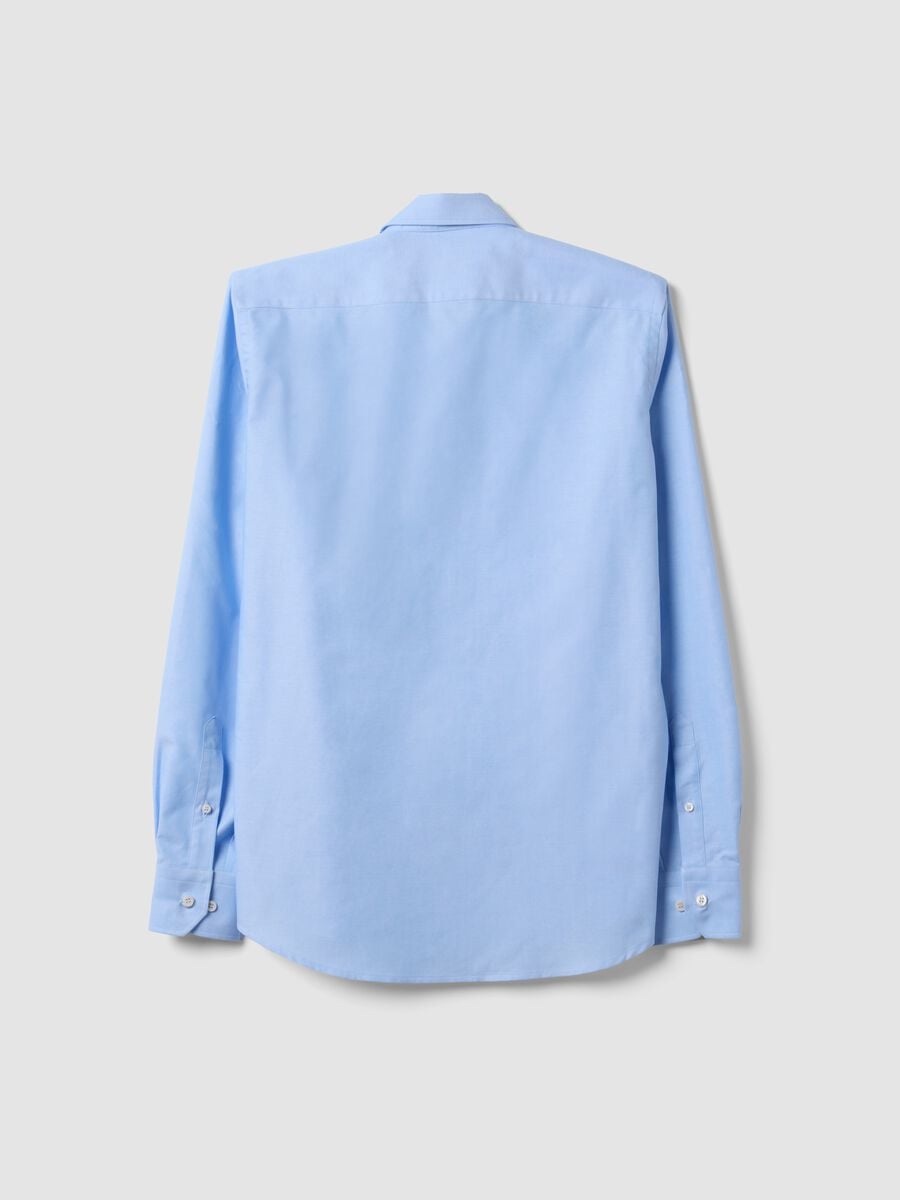 Camicia oxford azzurra in puro cotone con collo francese slim fit_1