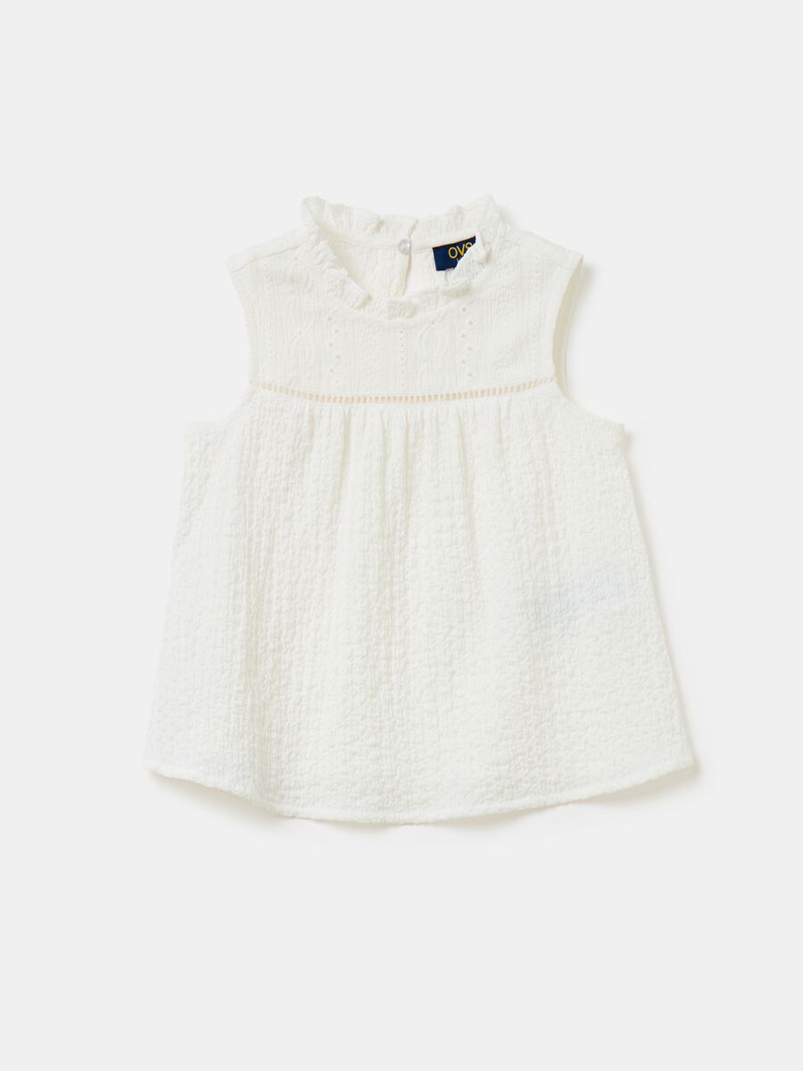 Crinkle blouse with embroidery_0