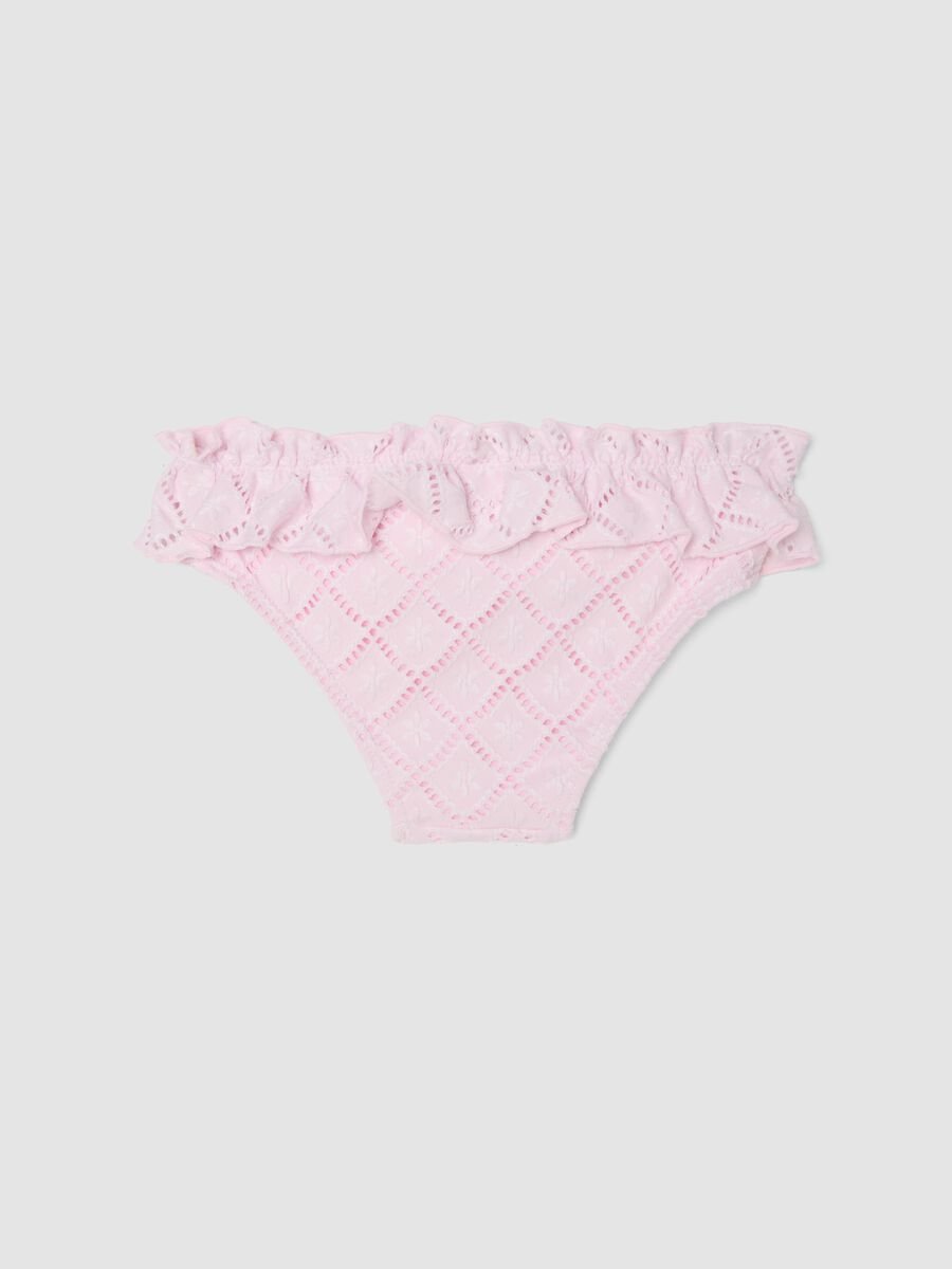 Pink stretchy bikini bottoms with frill_1