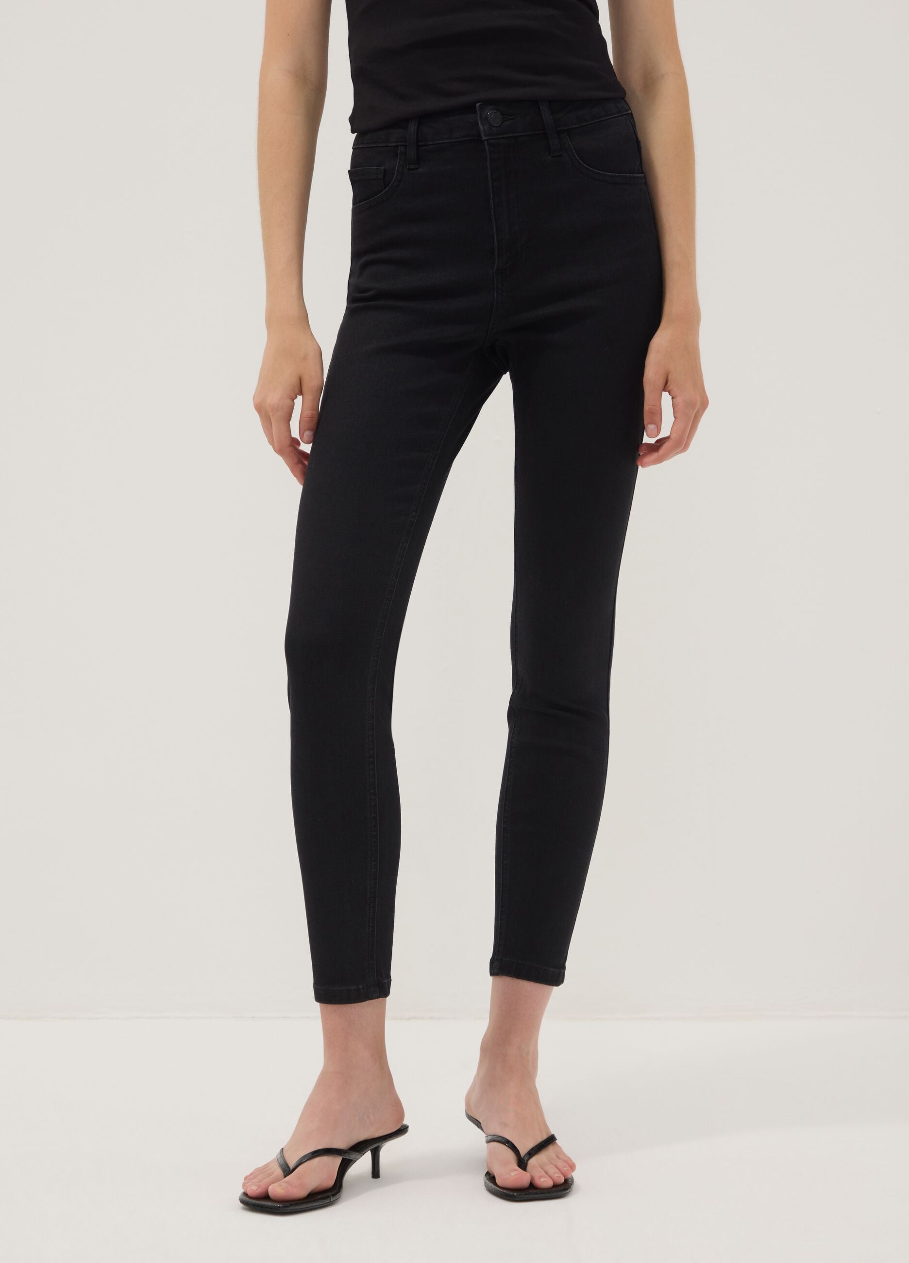Black skinny-fit stretch cotton and viscose jeans