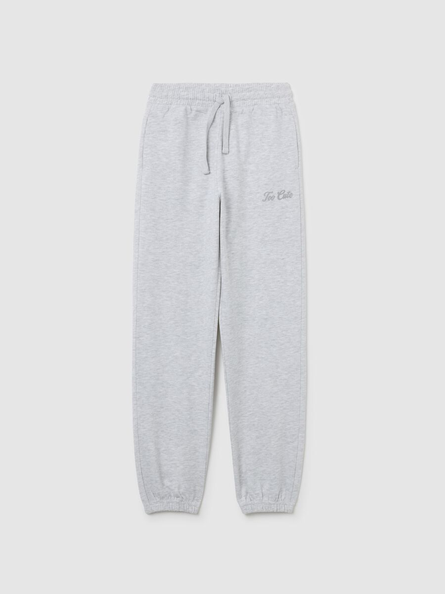 Girls' Grey Jogger Trousers in Cotton Blend Regular Fit_0