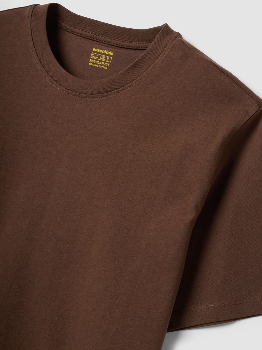 T-shirt marrone in puro cotone organico jersey regular fit_5