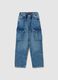 Boys' blue cargo jeans in pure cotton denim relaxed fit_0