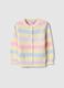 Girls' regular fit multicolour striped pure cotton cardigan_0