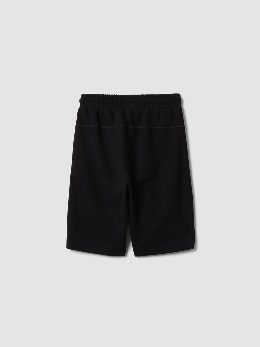 Black cotton-blend shorts with elasticated waist_4