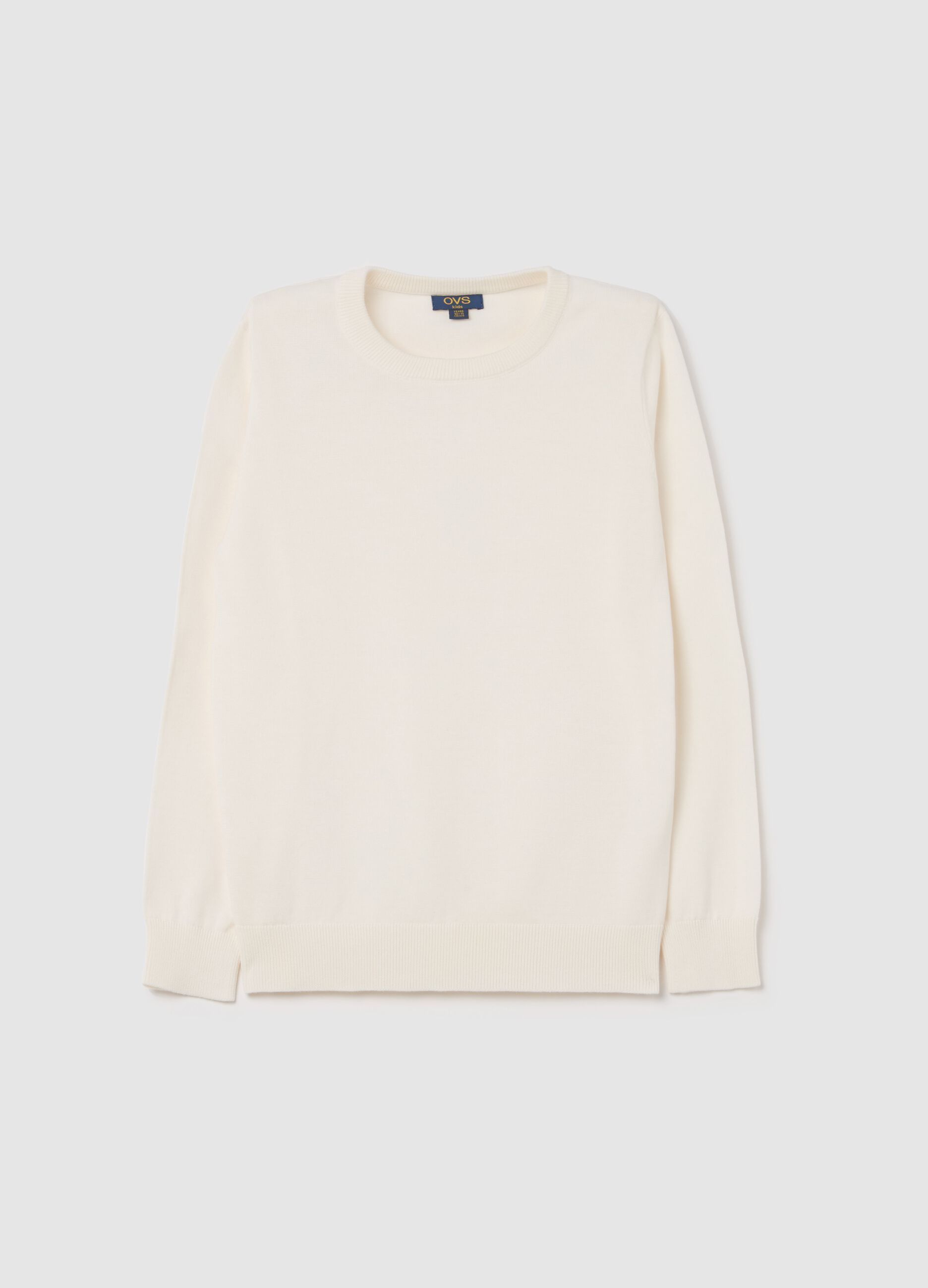 Solid colour cotton pullover