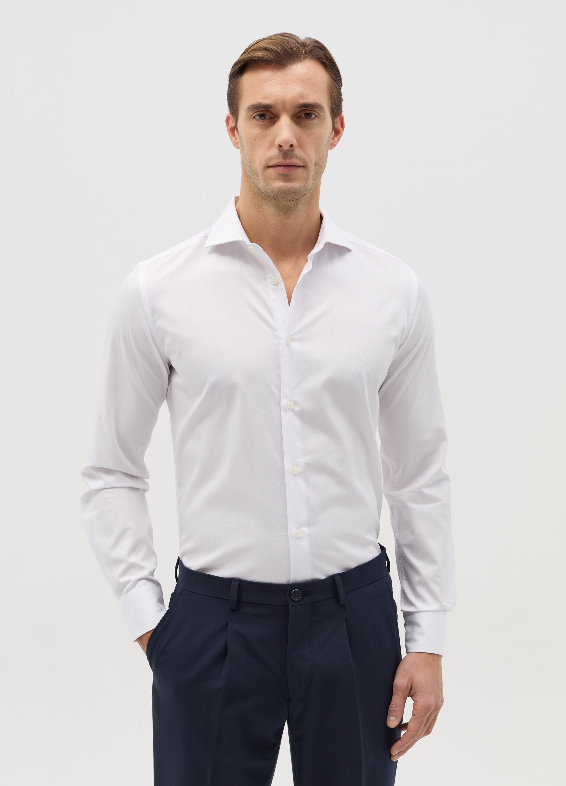 Camicia slim fit easy iron bianco