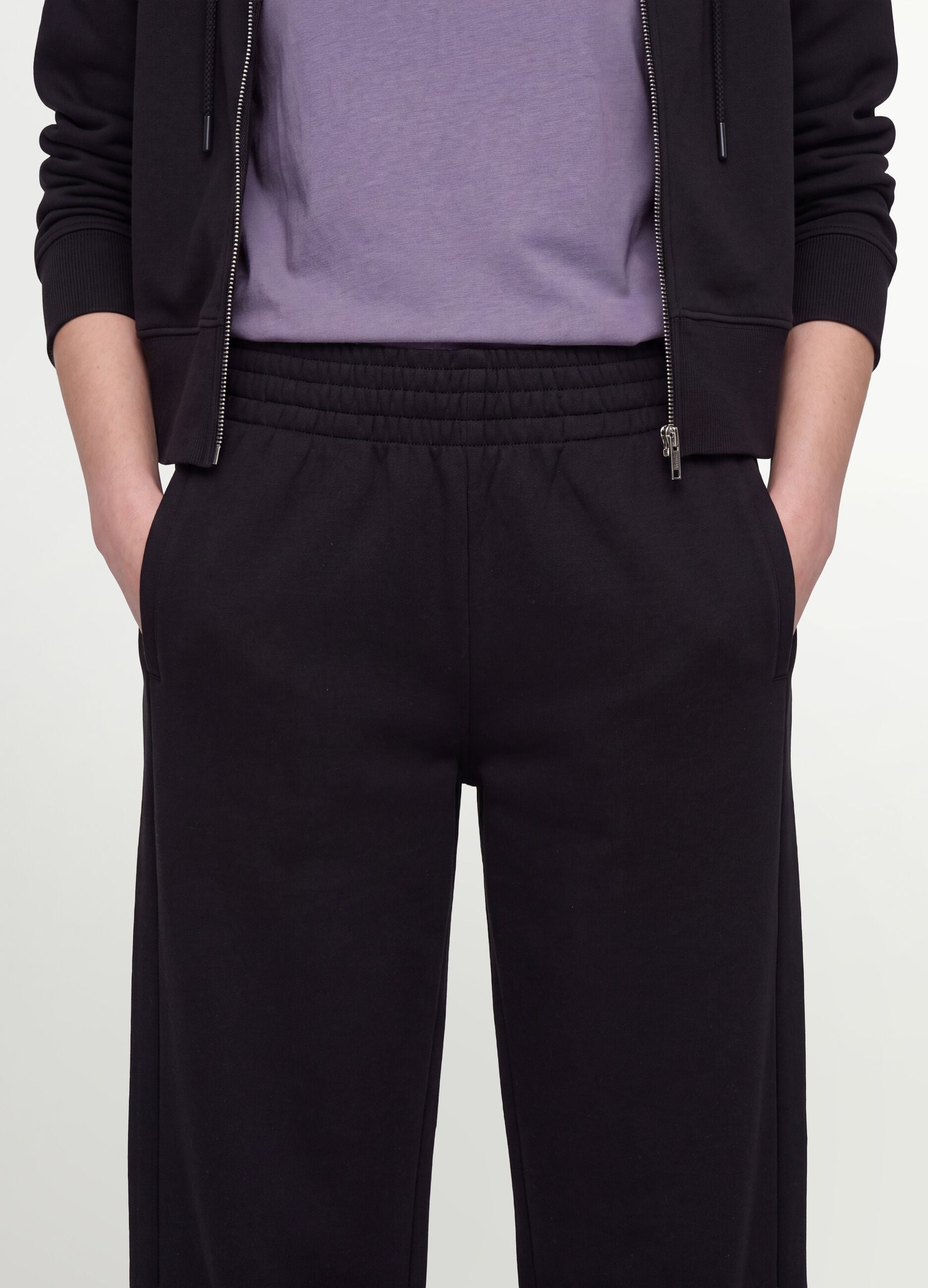 Pantaloni jogger neri in misto cotone straight fit