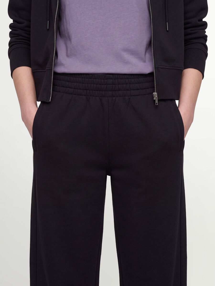 Pantaloni jogger neri in misto cotone straight fit_3