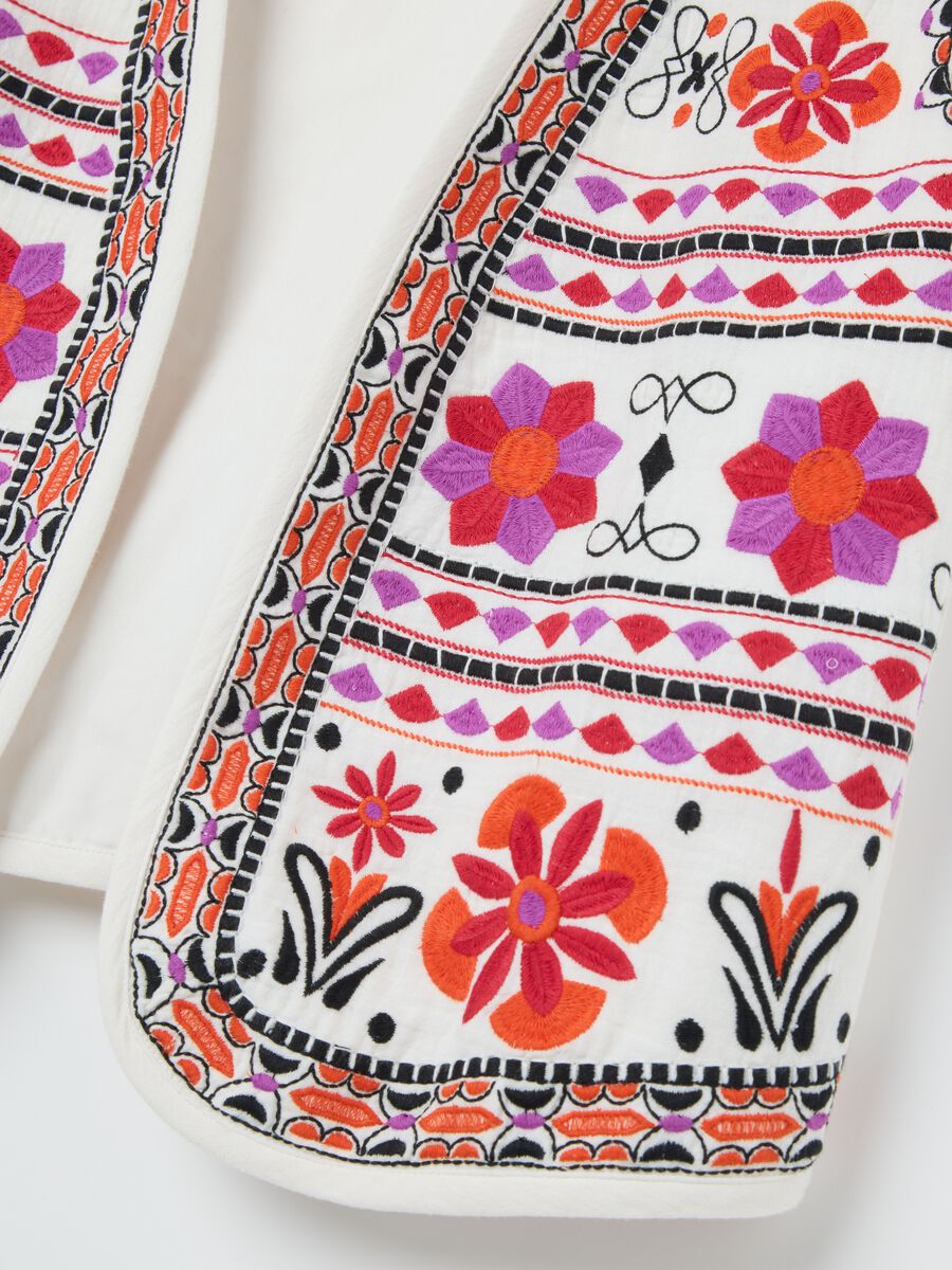 Multicoloured Embroidered Cotton Waistcoat_5