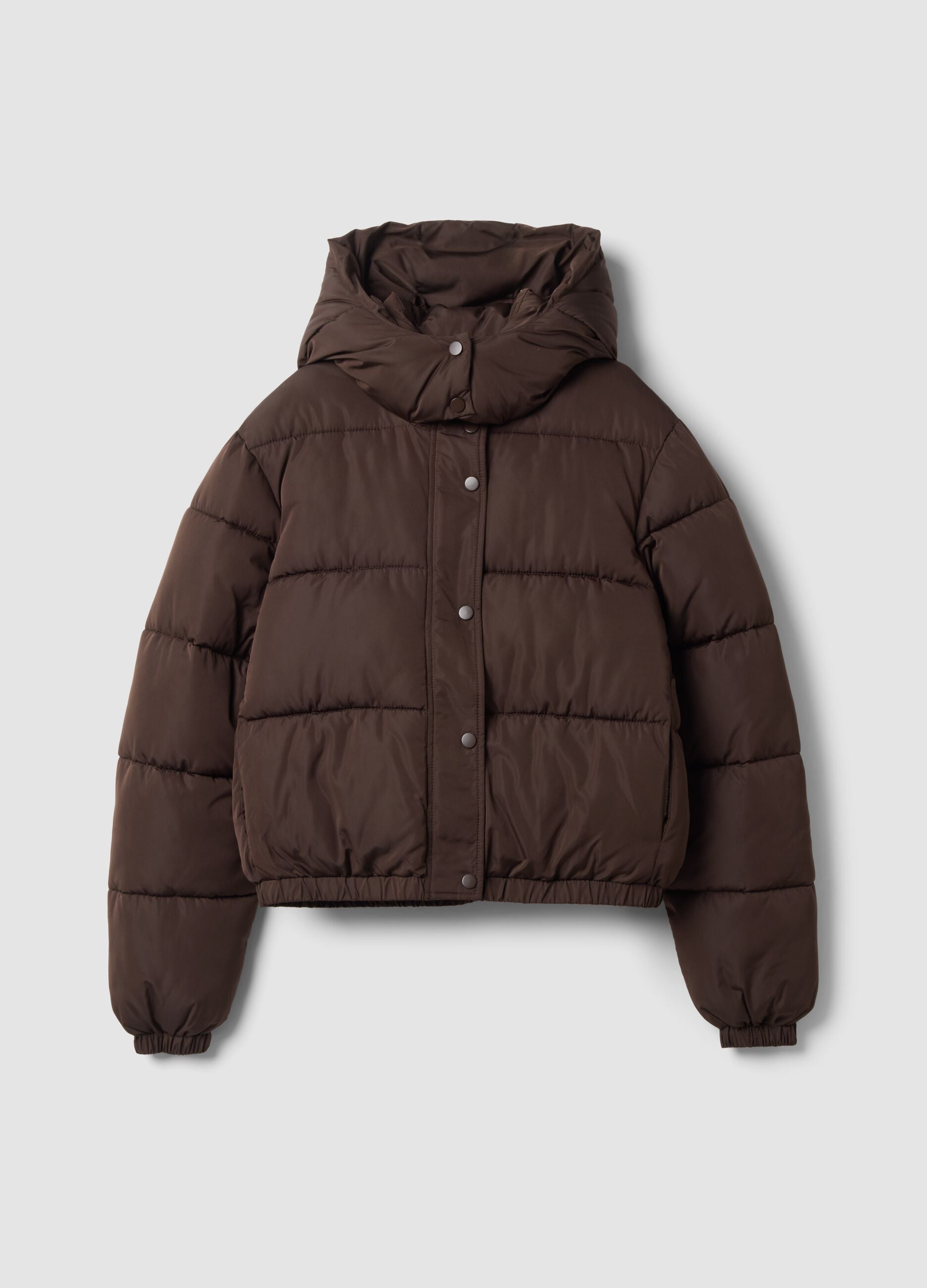 Brown oversized padded hooded puffer jacket