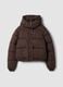 Brown oversized padded hooded puffer jacket_0