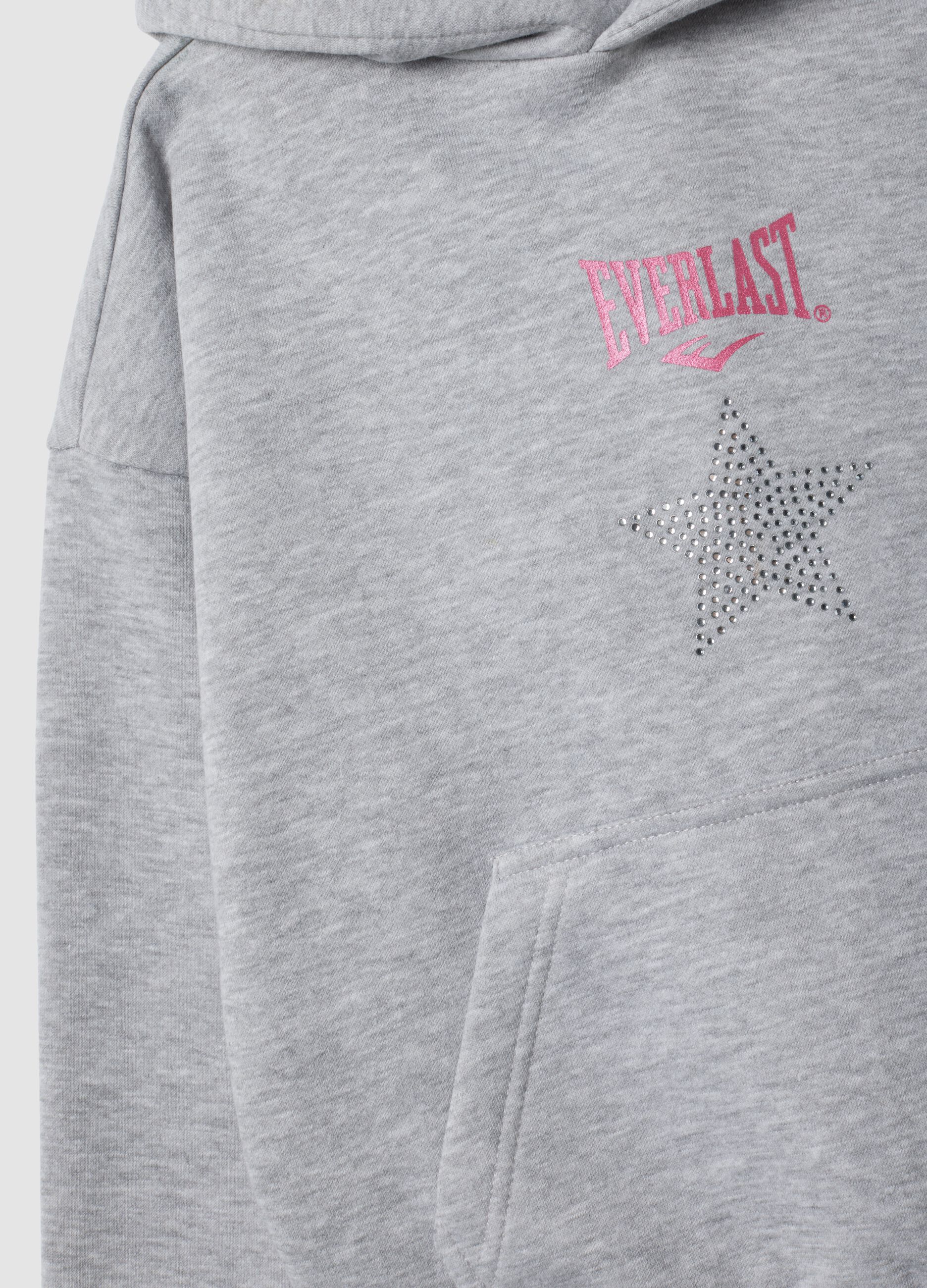 Grey cotton-blend hoodie for girls, regular fit