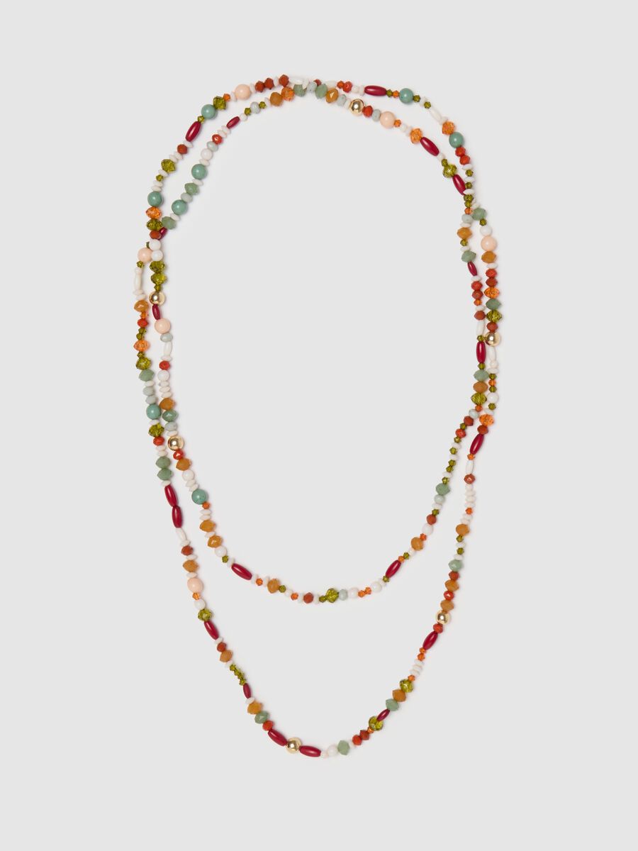 Long red and green necklace with stones_0