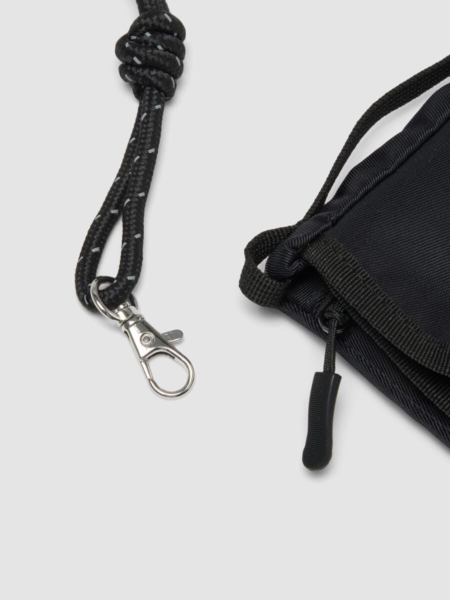 Borsa a tracolla nera con cordino regolabile_1