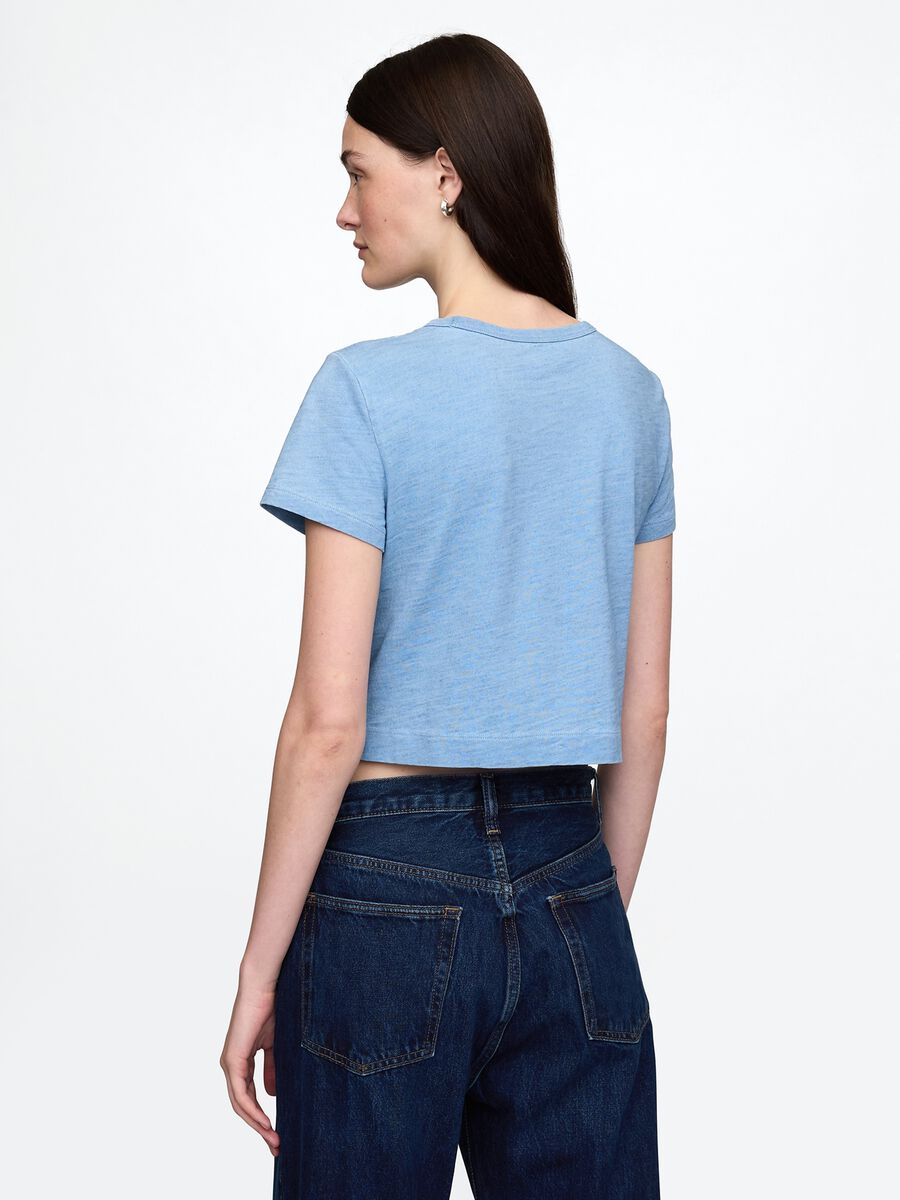 T-shirt cropped azzurra in cotone_2
