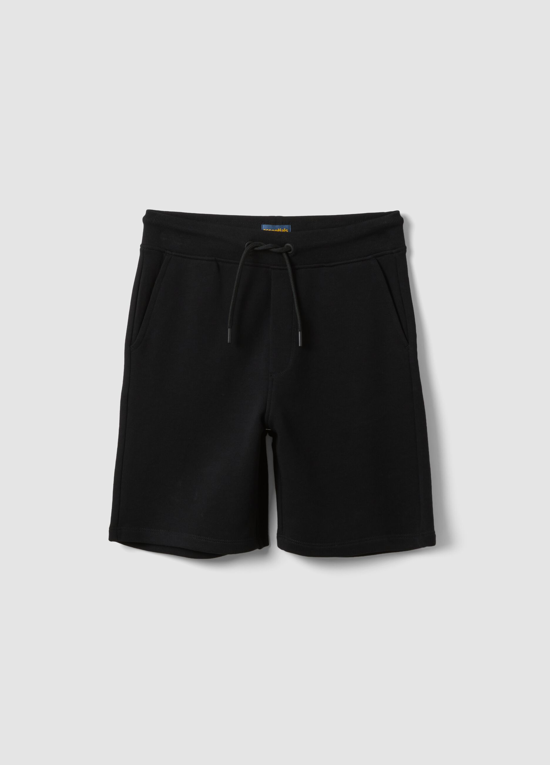 Boys&rsquo; black pure cotton shorts, relaxed fit