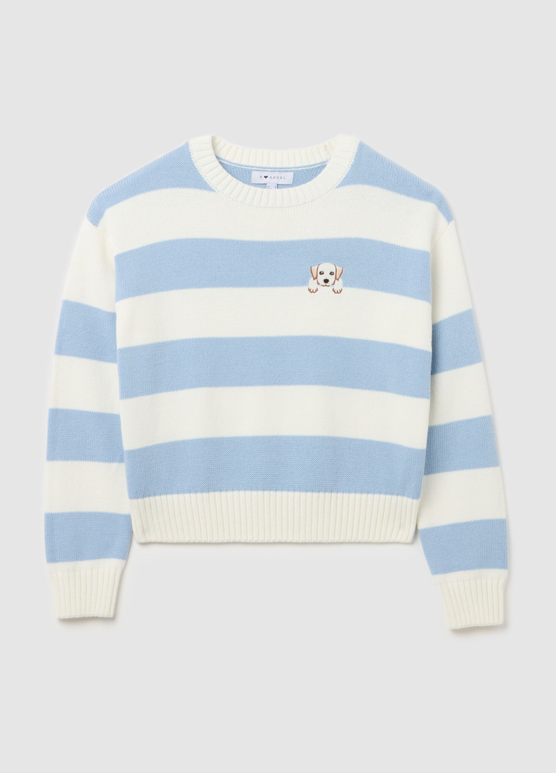 Striped pullover with embroidery