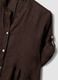 Brown pure linen dress with Mandarin collar, regular fit_5