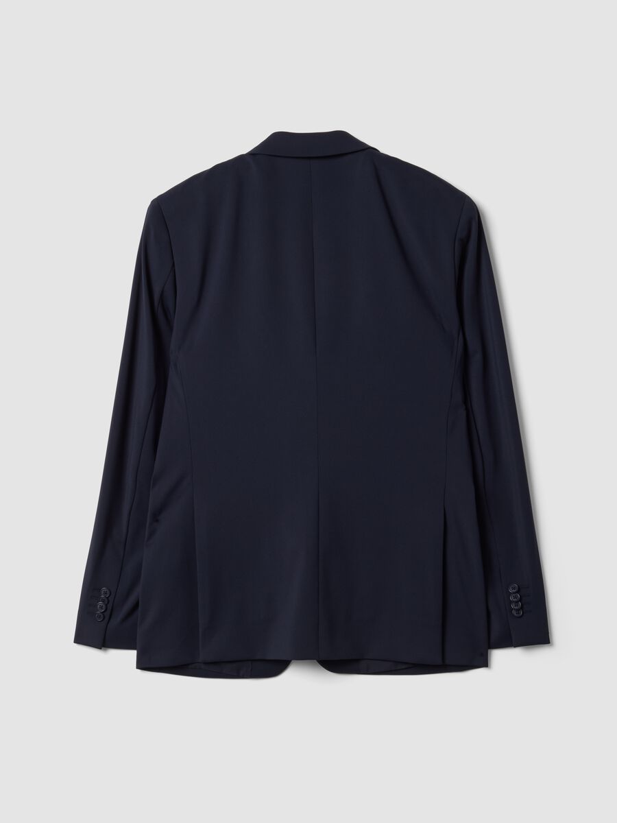 Blazer blu in tessuto elasticizzato 4 Way Stretch slim fit Easy iron_2