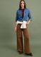 Brown wide-leg stretch cotton trousers_0