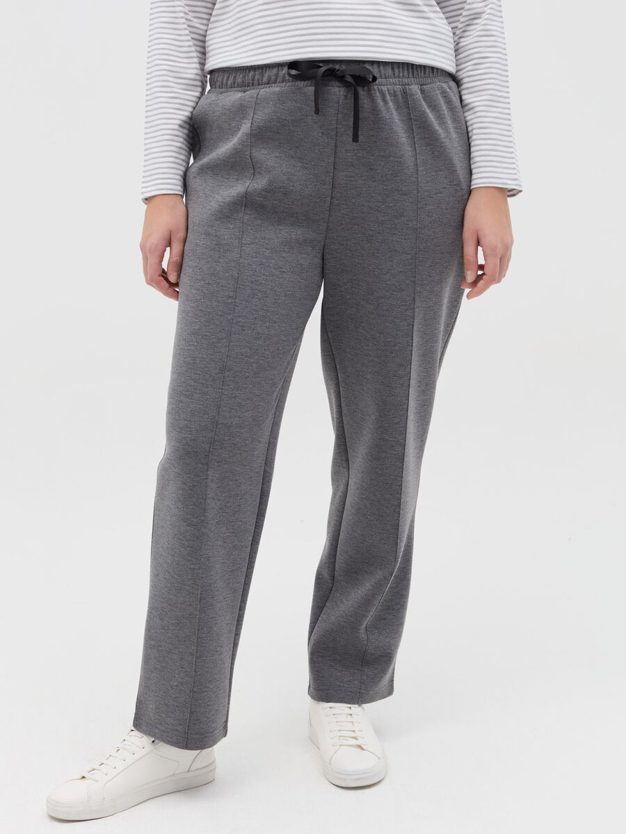 Curvy plush joggers with embossed seams_1