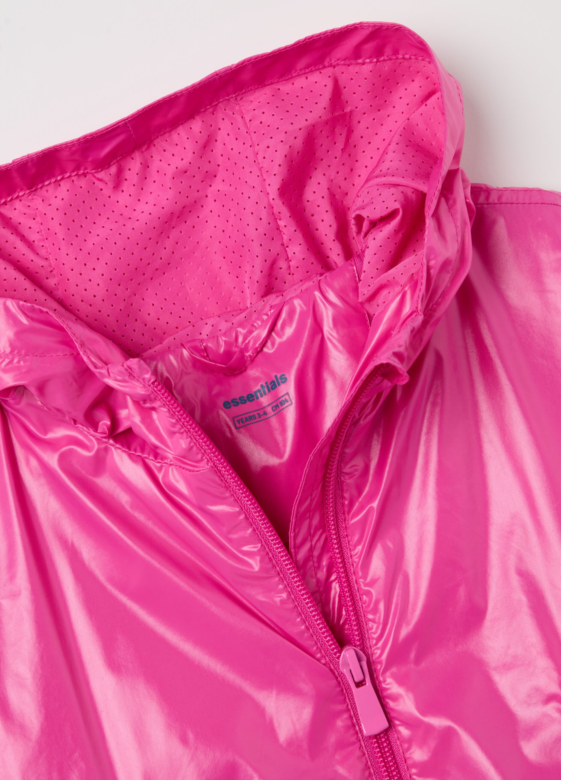 Shiny waterproof jacket with hood