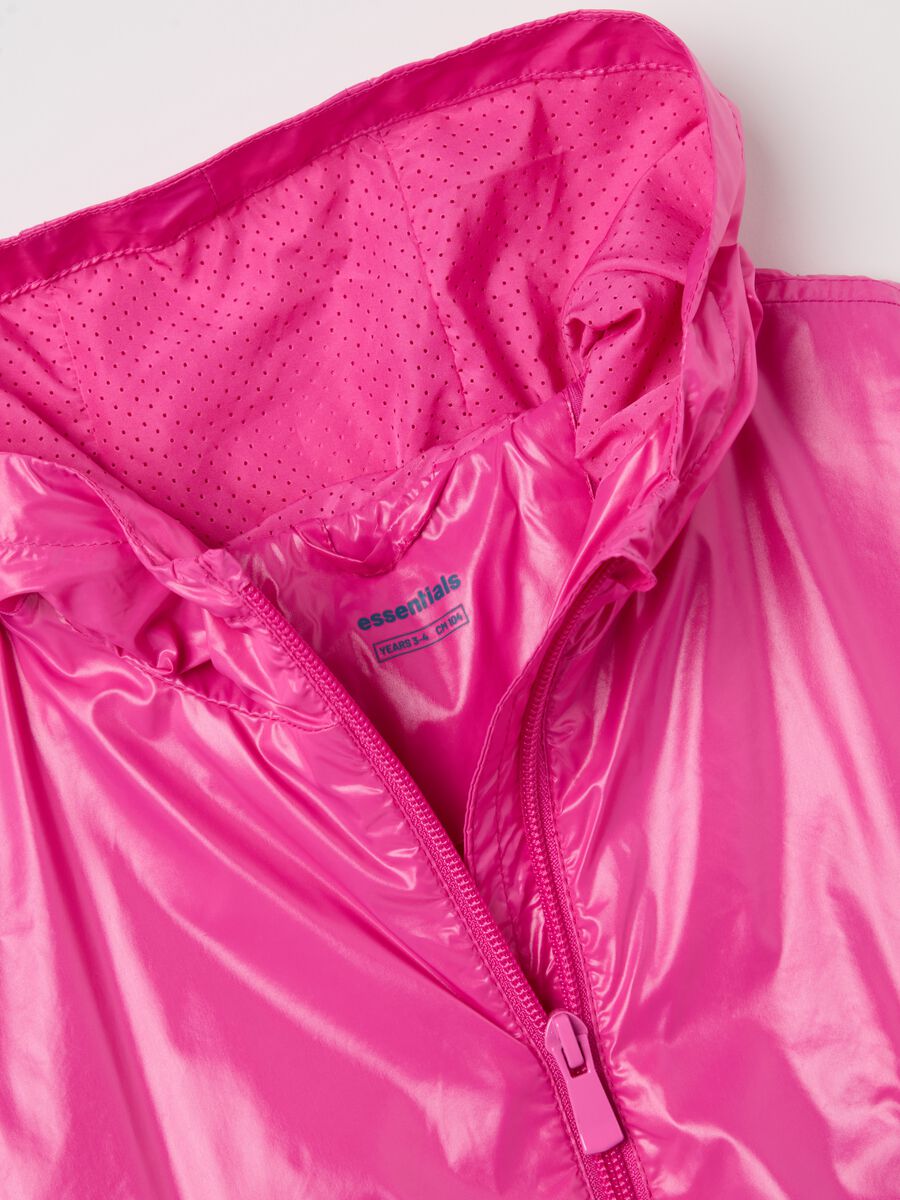Shiny waterproof jacket with hood_2