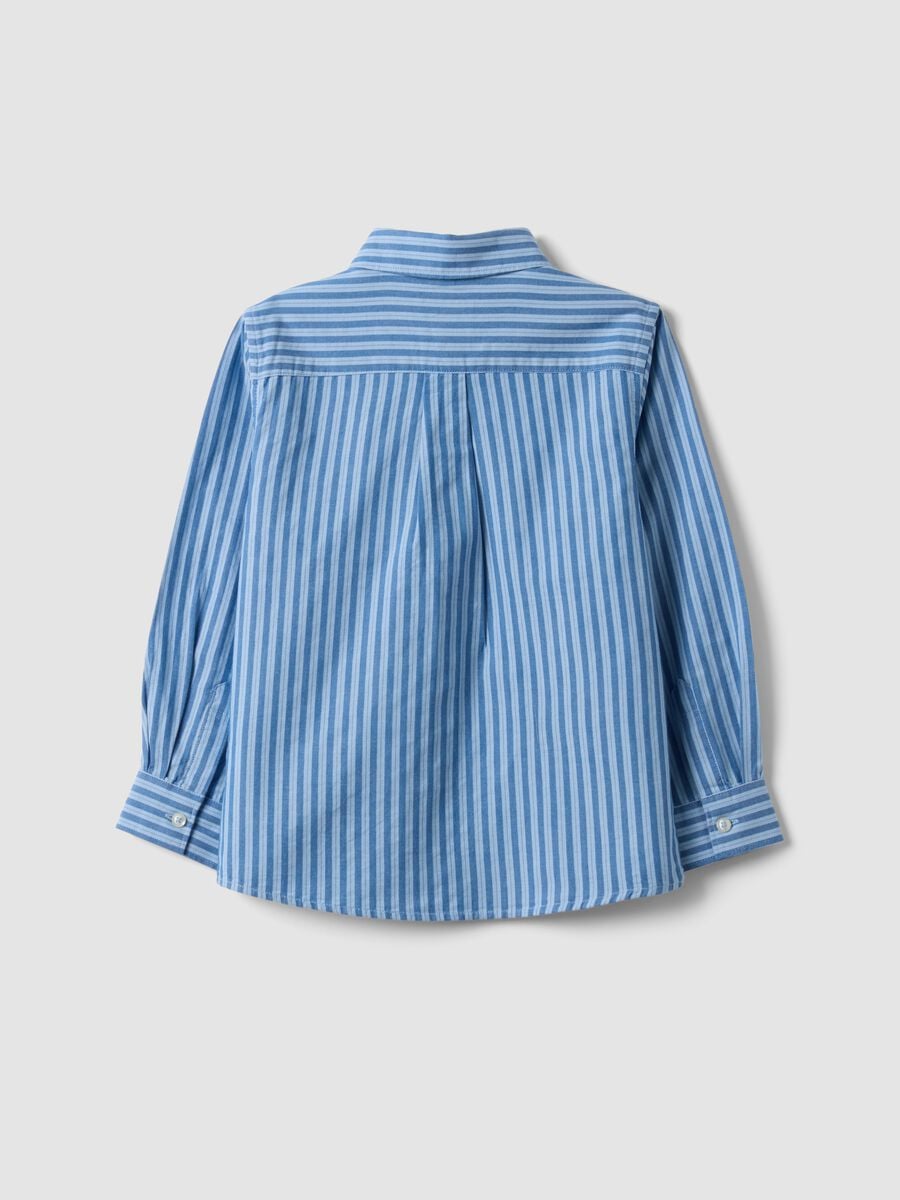 Camicia azzurra a righe in puro cotone regular fit per bambino_1