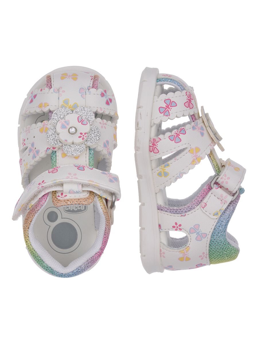 Multicoloured sandals with floral details for girls_1
