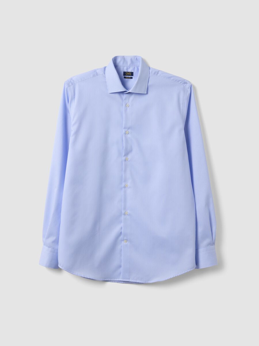 Light blue striped pure cotton shirt with classic collar, regular fit_4