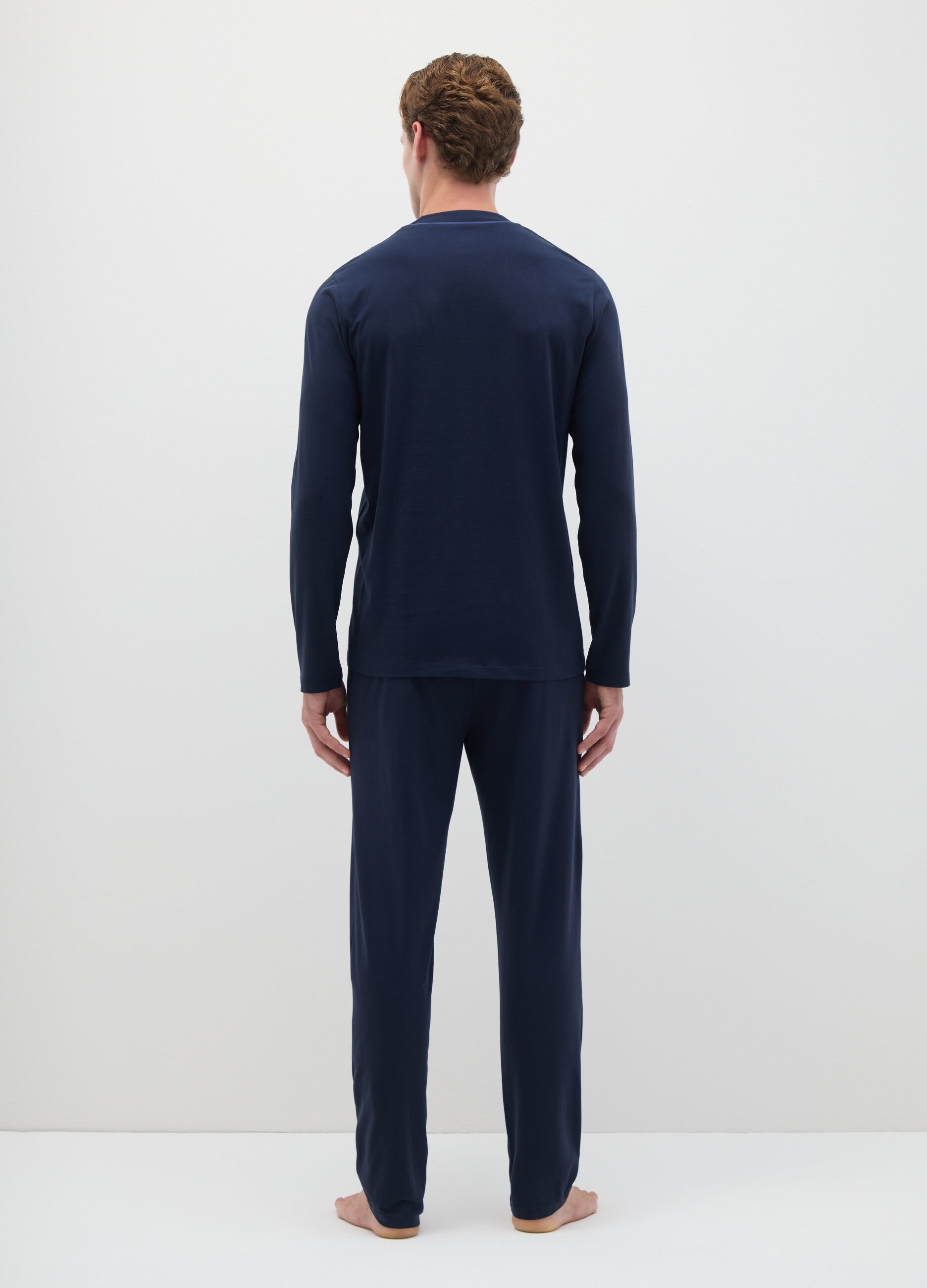 Regular fit blue pure cotton pyjamas
