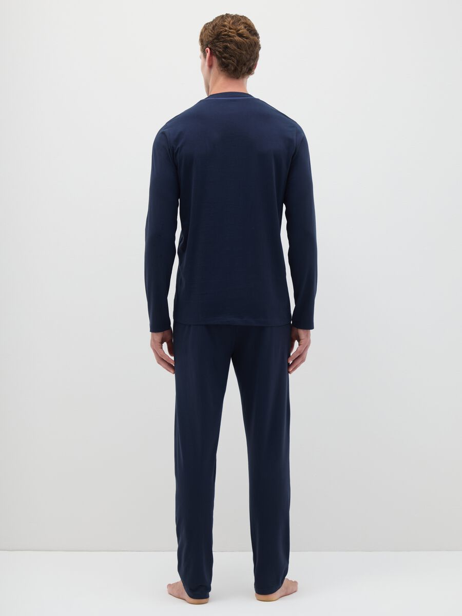 Regular fit blue pure cotton pyjamas_3