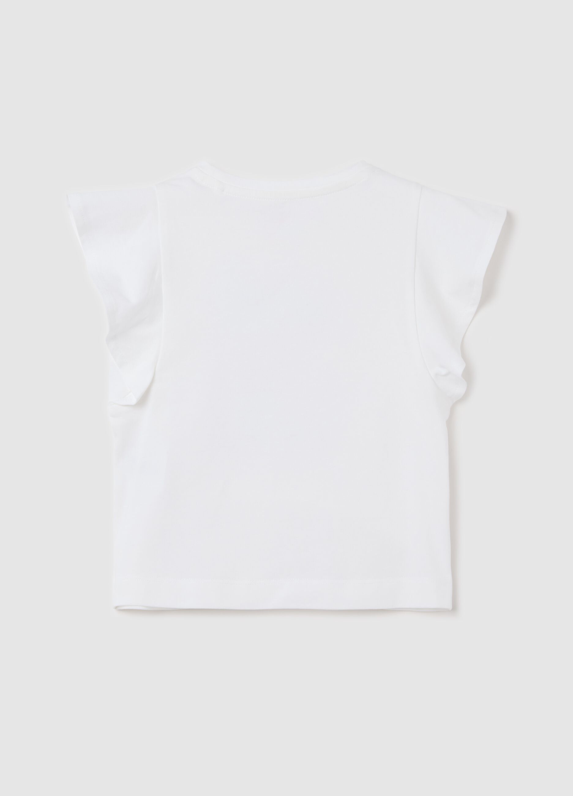 Girls’ regular-fit white T-shirt in stretch cotton