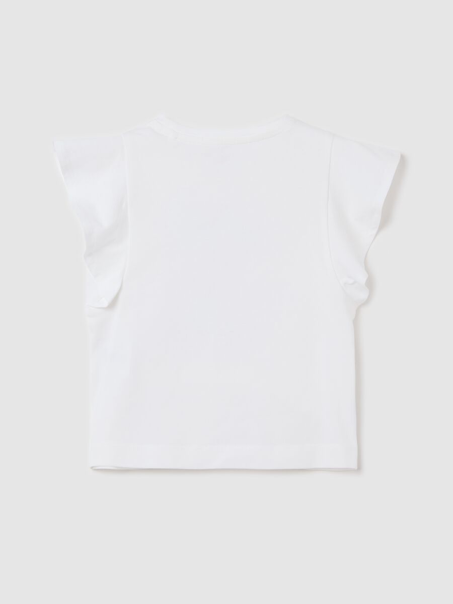 Girls’ regular-fit white T-shirt in stretch cotton_1