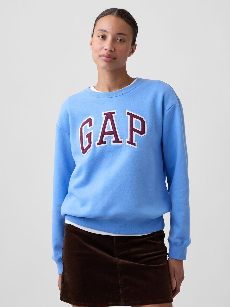 Light blue cotton-blend crewneck sweatshirt with GAP logo_0