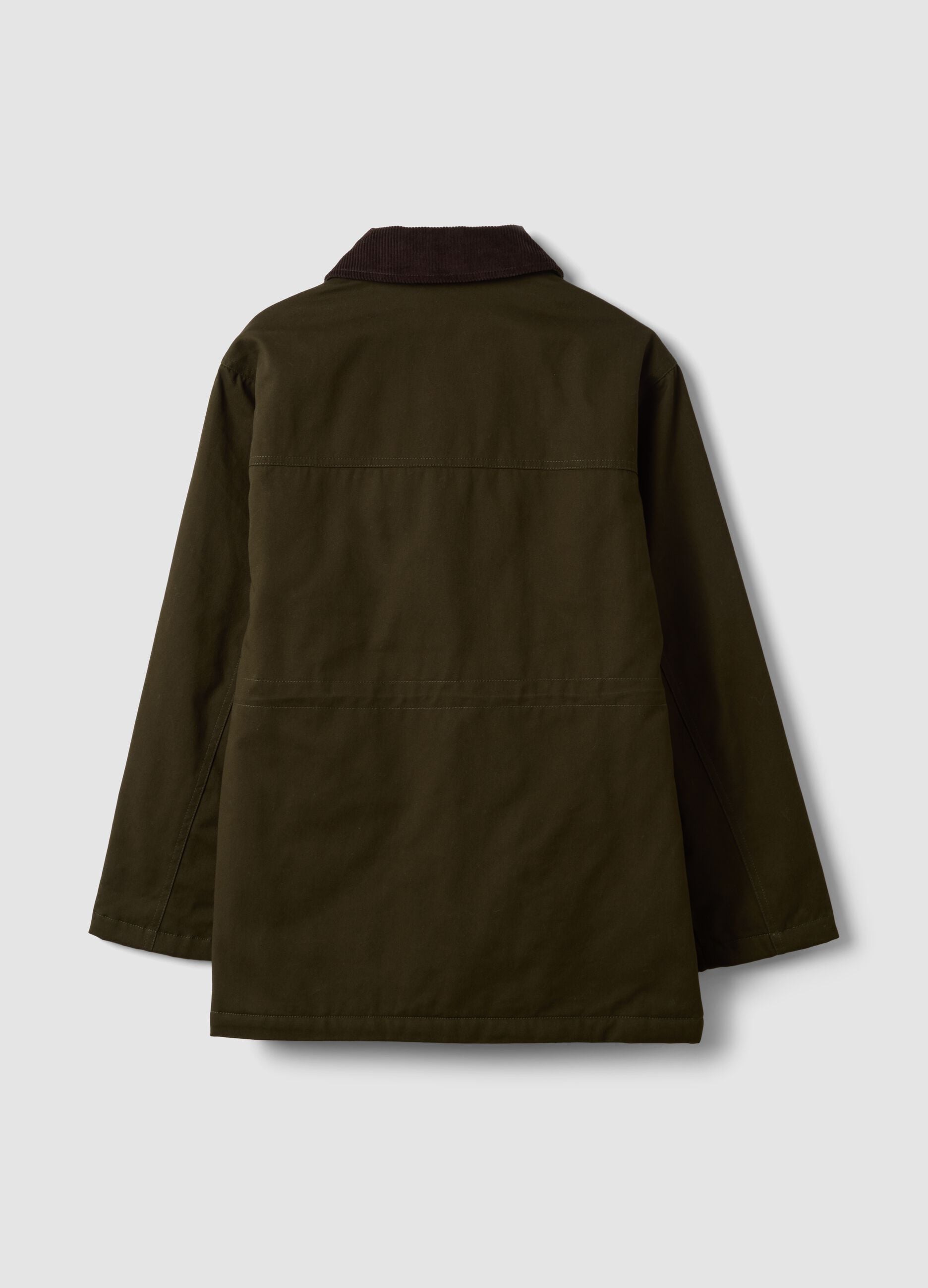 Giacca verde in puro cotone con colletto a contrasto
