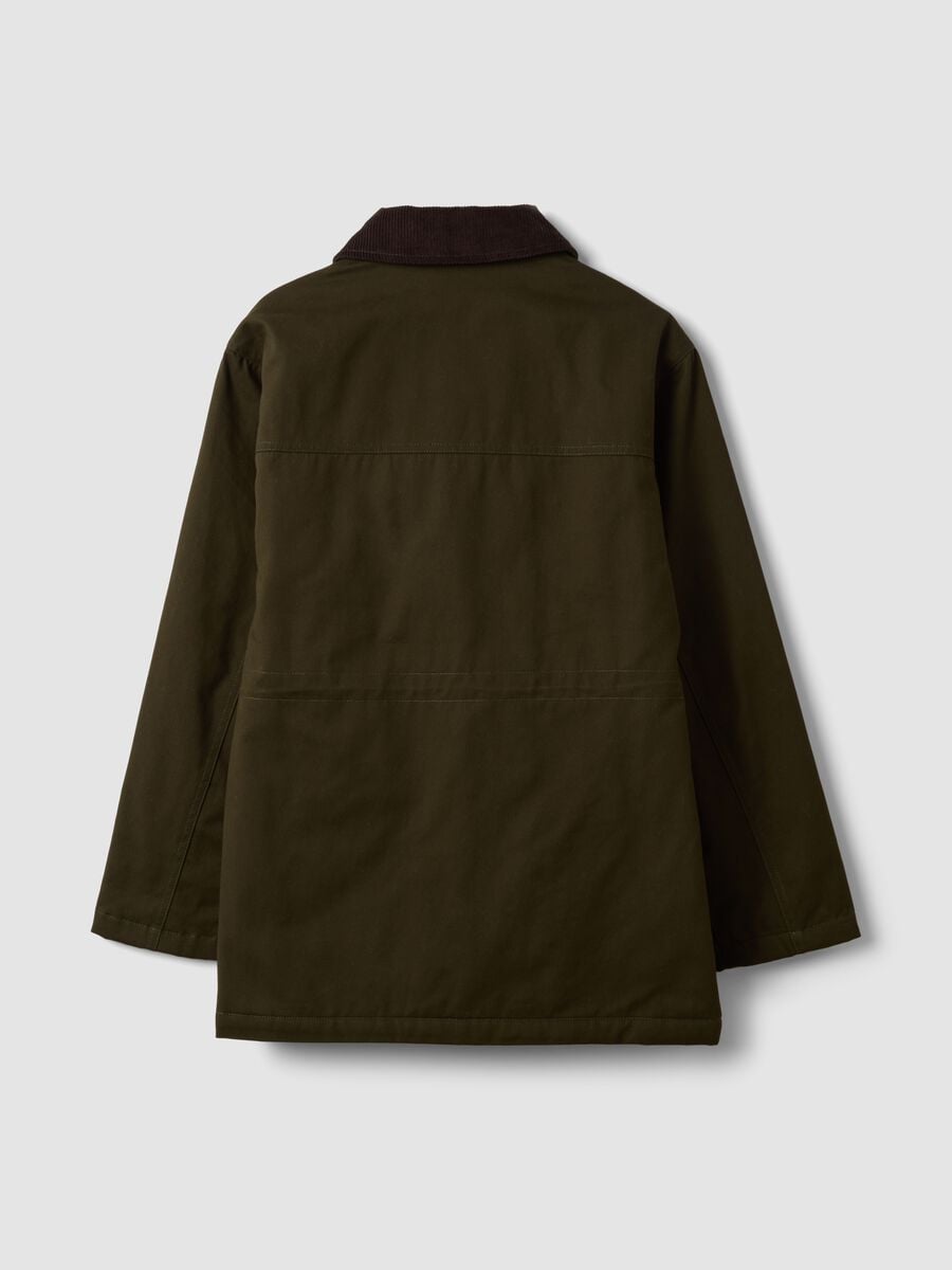 Giacca verde in puro cotone con colletto a contrasto_5