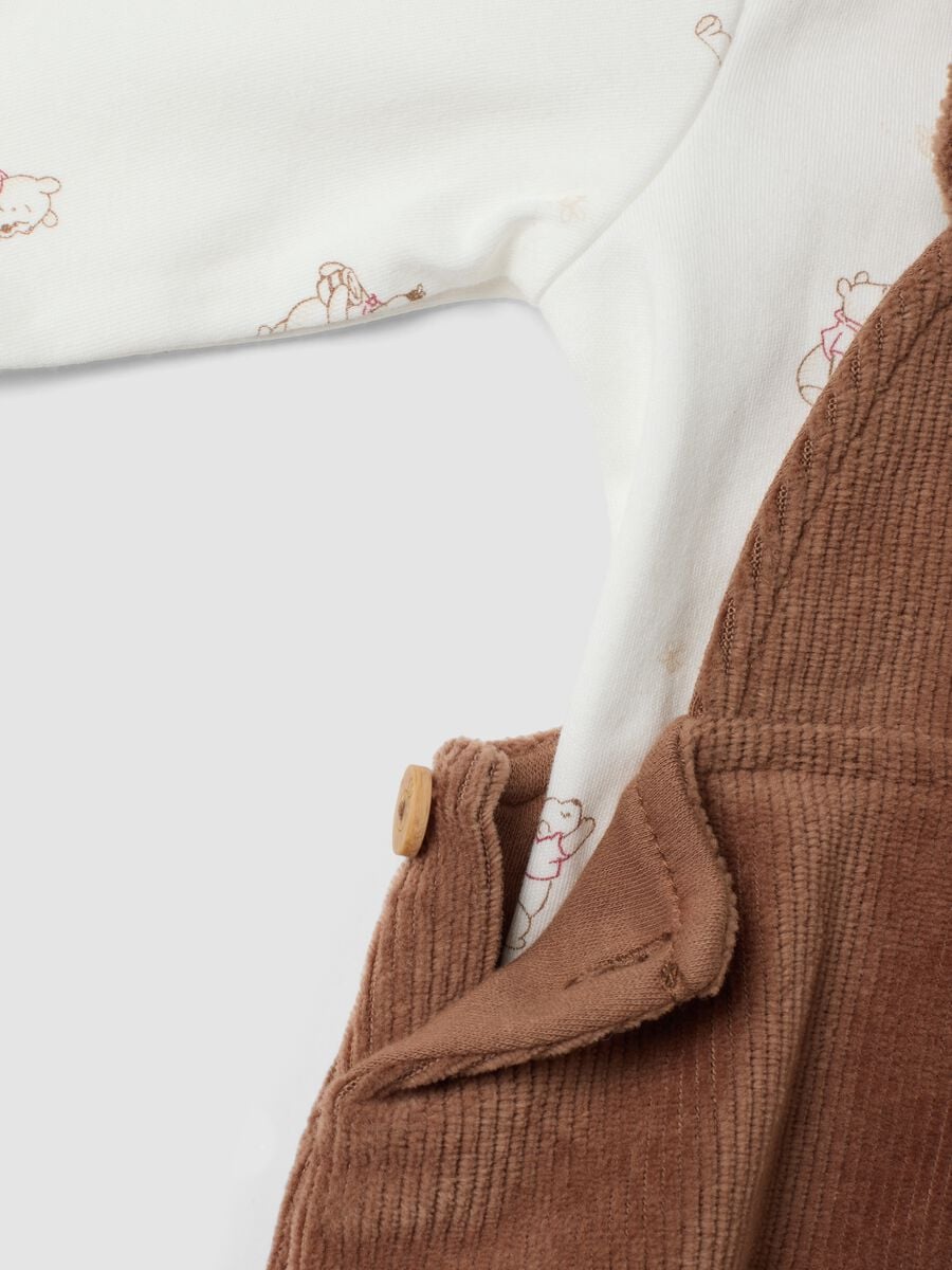 Brown organic cotton-blend set with Winnie the Pooh dungarees_2