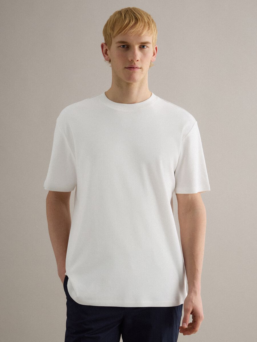 T-shirt girocollo in puro cotone bianca regular fit_1