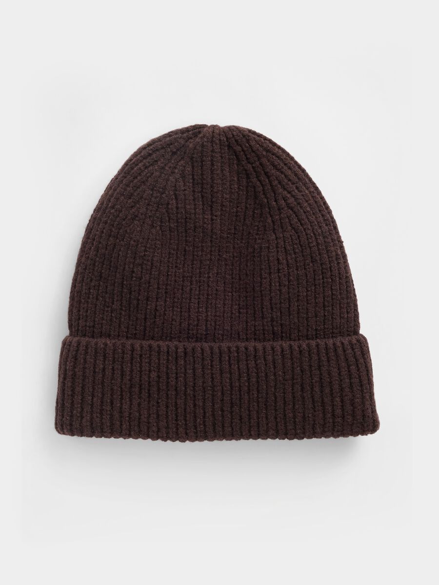 Brown knitted fabric hat_0