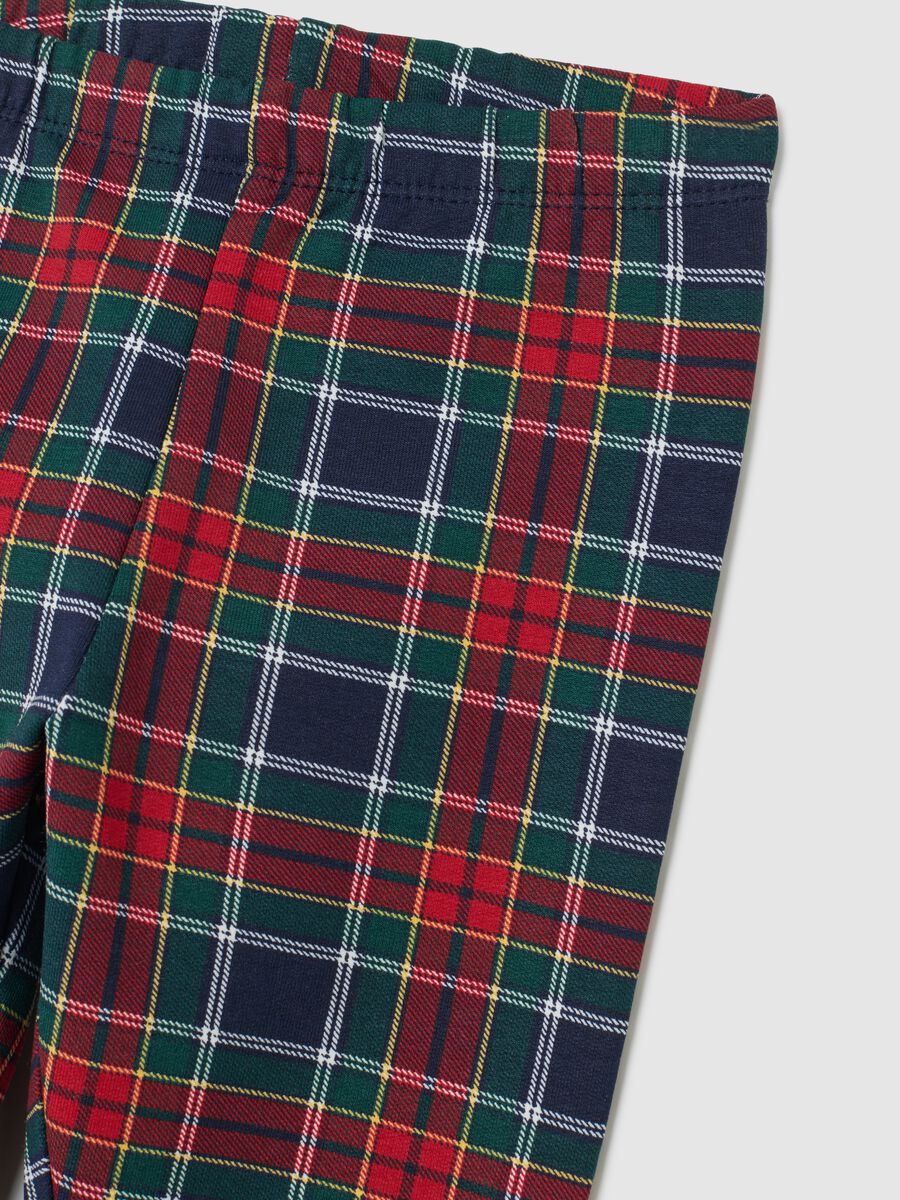 Multicolour check skinny leggings for girls in stretch cotton_2
