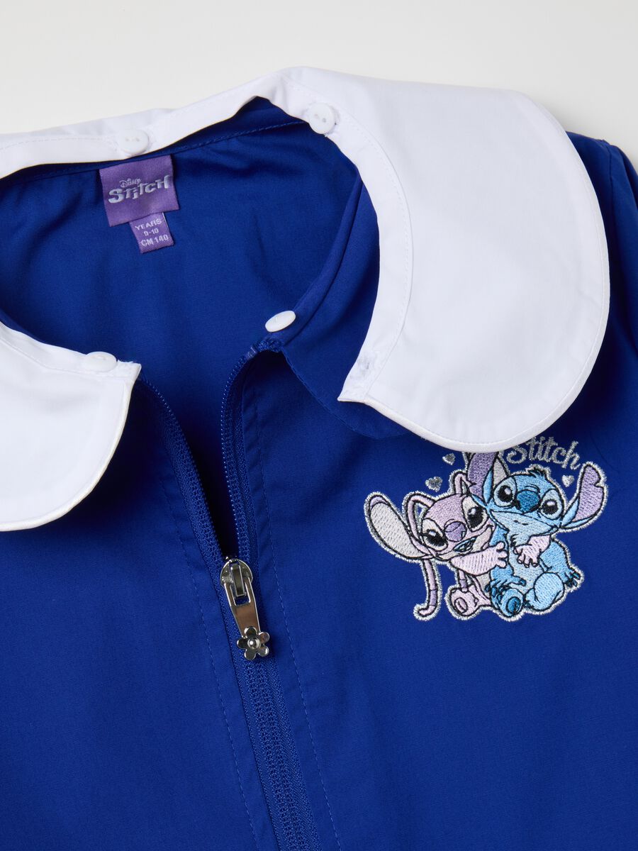 Girls' multicolour cotton blend school smock with Stitch embroidery_2