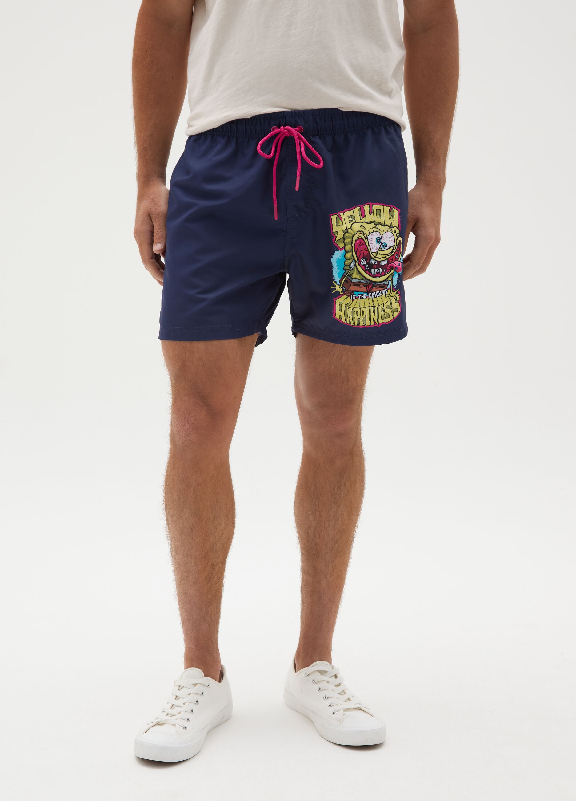 Costume da bagno blu con stampa SpongeBob