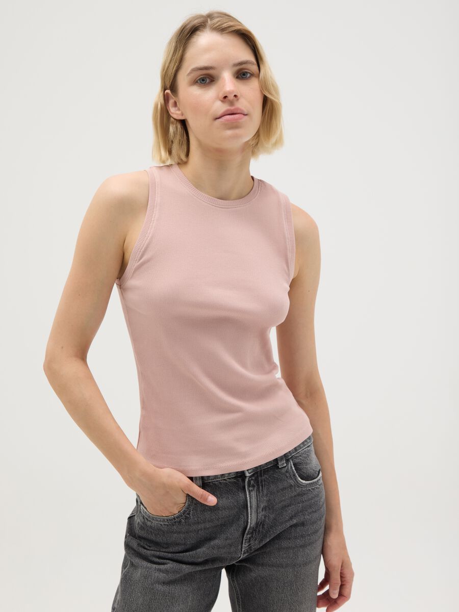 Women's Pink Pure Cotton Regular Fit Tank Top_0